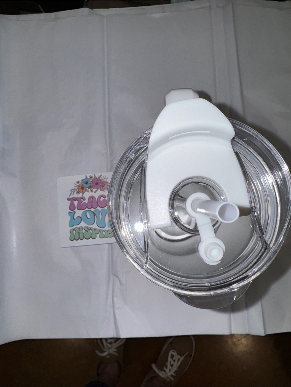Hobby Lobby White Teacher-Themed Insulated Tumbler with Colorful Text - Picture 3 of 4